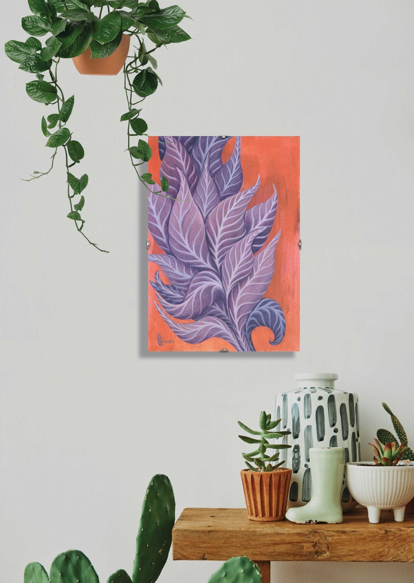Follow the Light - Original Oil on Paper, 21x29,7 cm - Crystel Samia Universe - Oil Painting - 