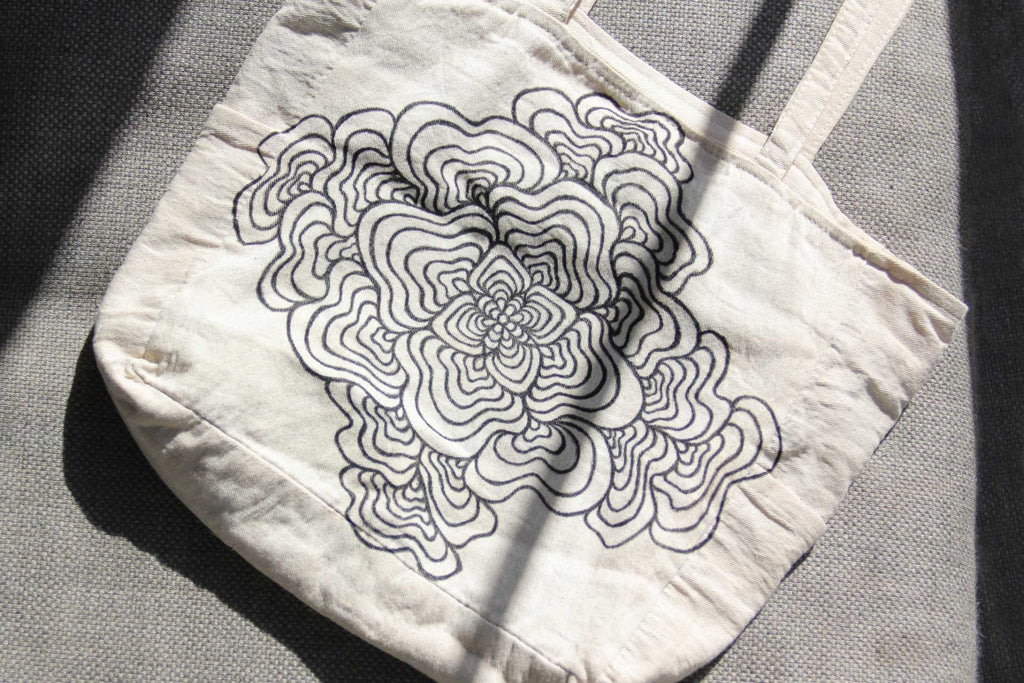 Hand - Painted Nature - Inspired Linen Bag w/pockets - Large | 100% Cotton - Crystel Samia Universe - Linen Tote Bag - 