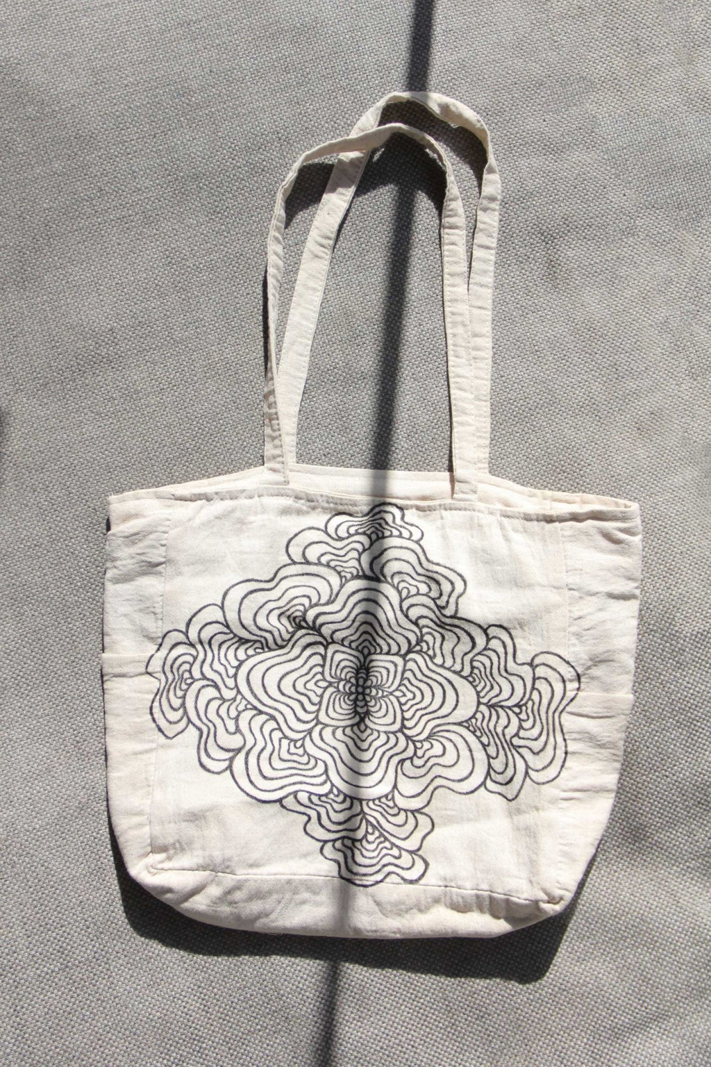 Hand - Painted Nature - Inspired Linen Bag w/pockets - Large | 100% Cotton - Crystel Samia Universe - Linen Tote Bag - 