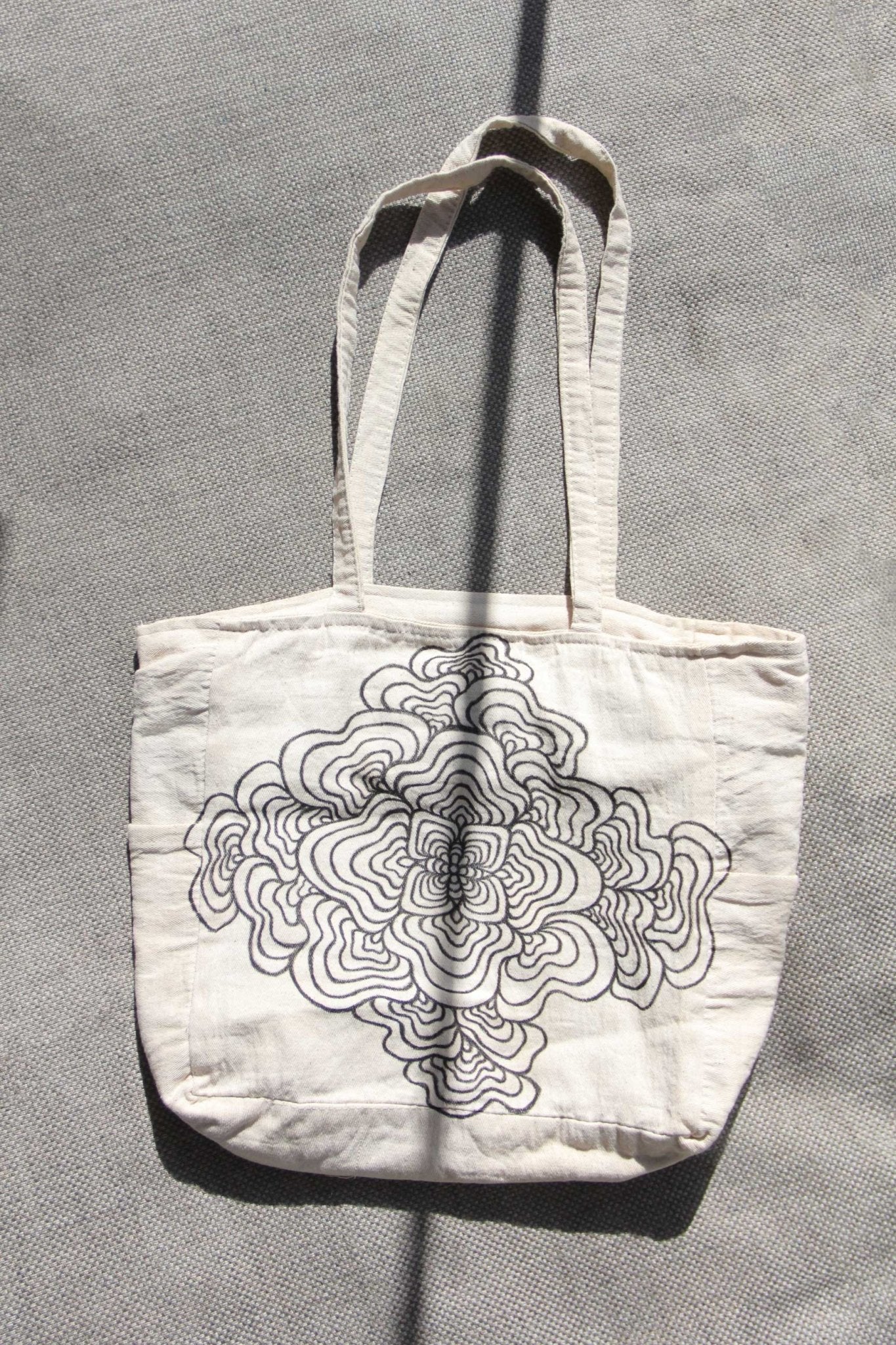 Hand - Painted Nature - Inspired Linen Bag w/pockets - Large | 100% Cotton - Crystel Samia Universe - Linen Tote Bag - 
