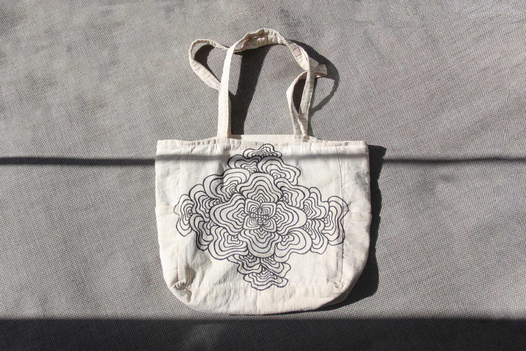 Hand - Painted Nature - Inspired Linen Bag w/pockets - Large | 100% Cotton - Crystel Samia Universe - Linen Tote Bag - 