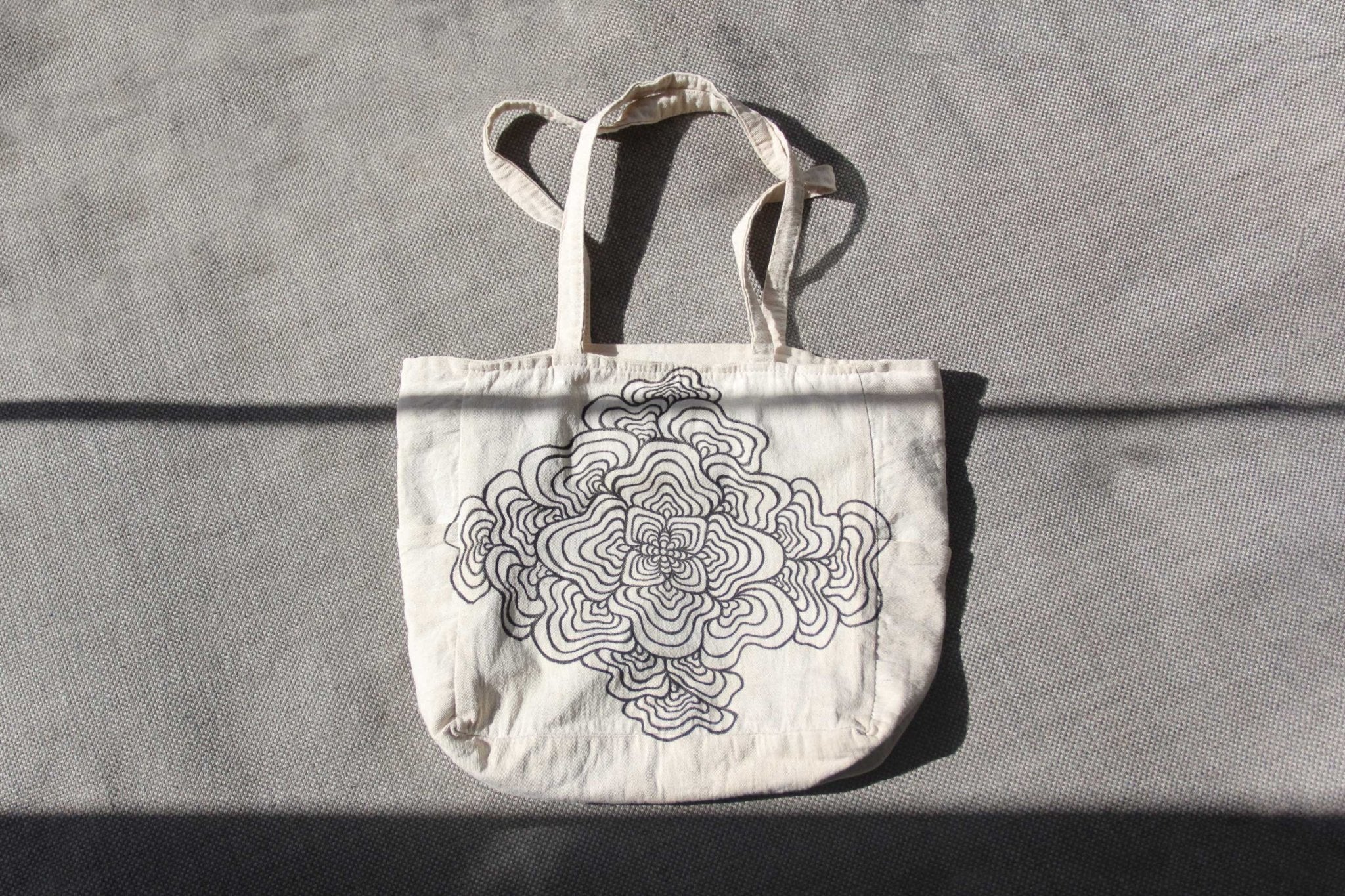 Hand - Painted Nature - Inspired Linen Bag w/pockets - Large | 100% Cotton - Crystel Samia Universe - Linen Tote Bag - 