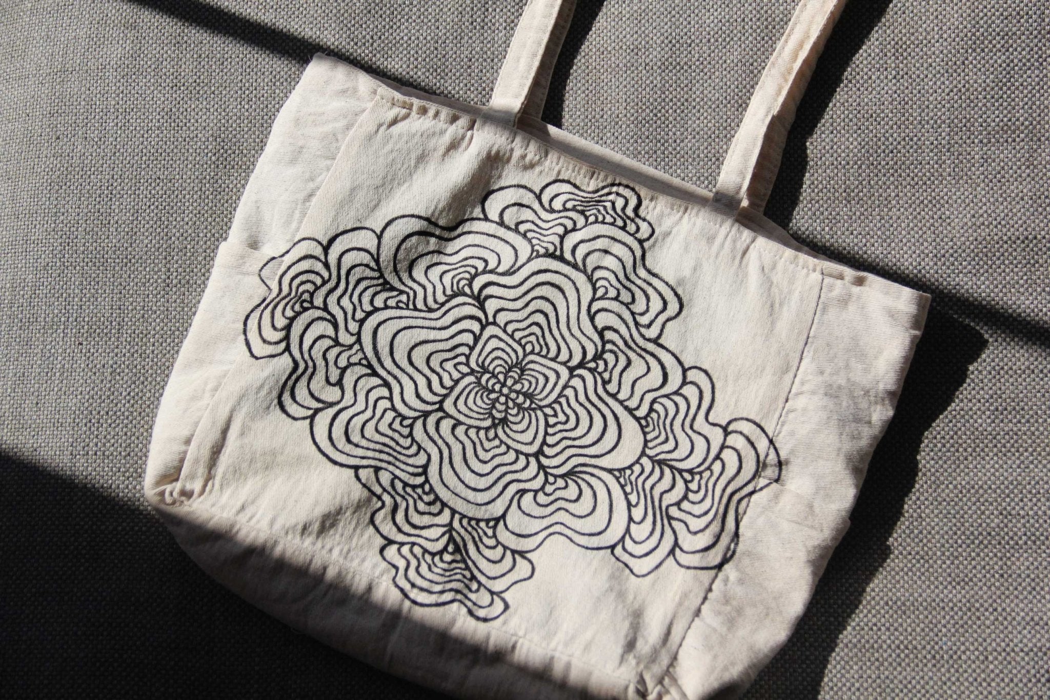 Hand - Painted Nature - Inspired Linen Bag w/pockets - Large | 100% Cotton - Crystel Samia Universe - Linen Tote Bag - 