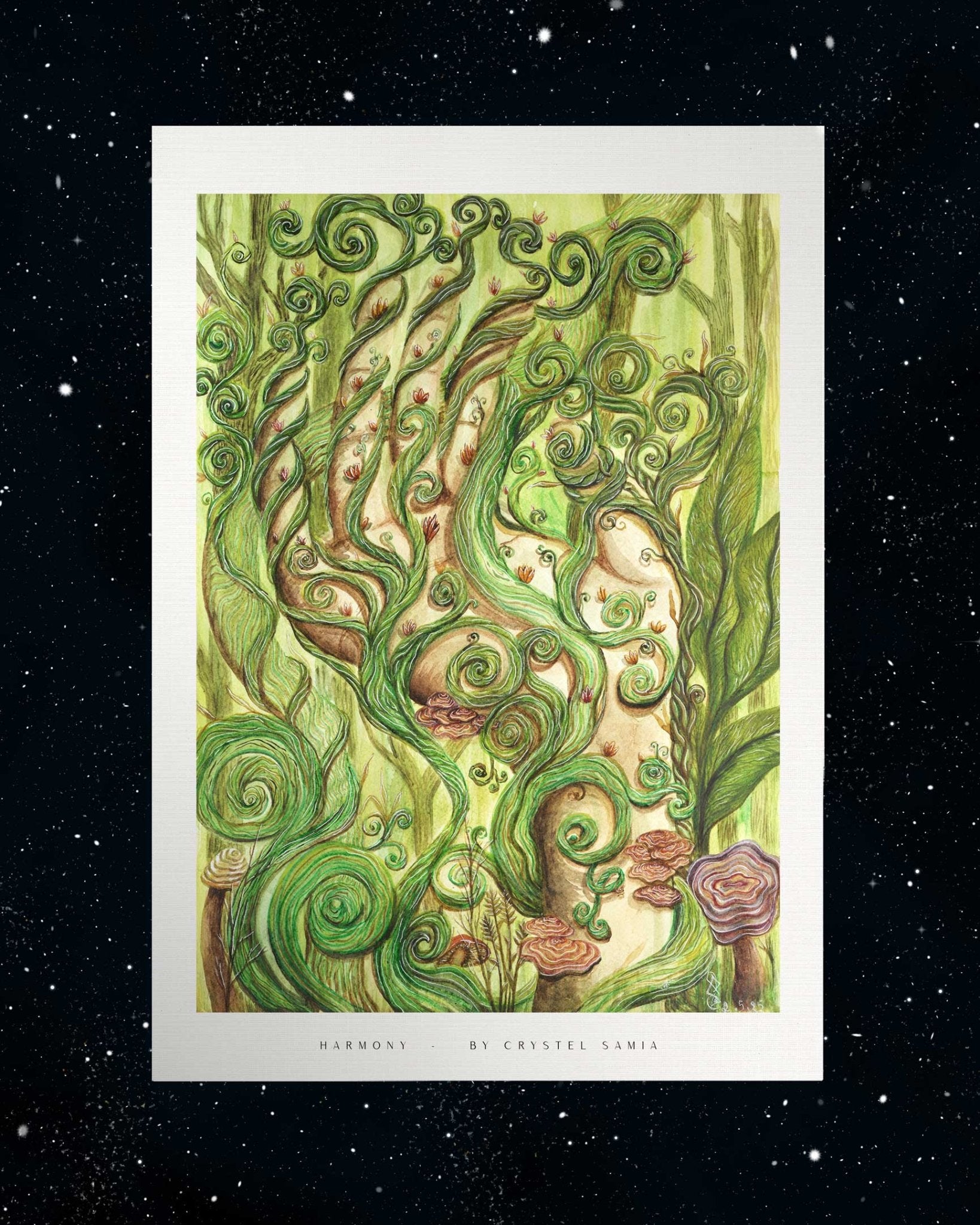 Harmony - Limited Print from Original Hand - Painted Watercolor Artwork - Crystel Samia Universe - Art Print - 