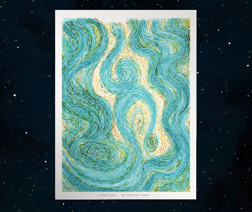 Inner Flow - Watercolor on Paper | Limited Prints from Original Hand - Painted - Crystel Samia Universe - Art Print - 