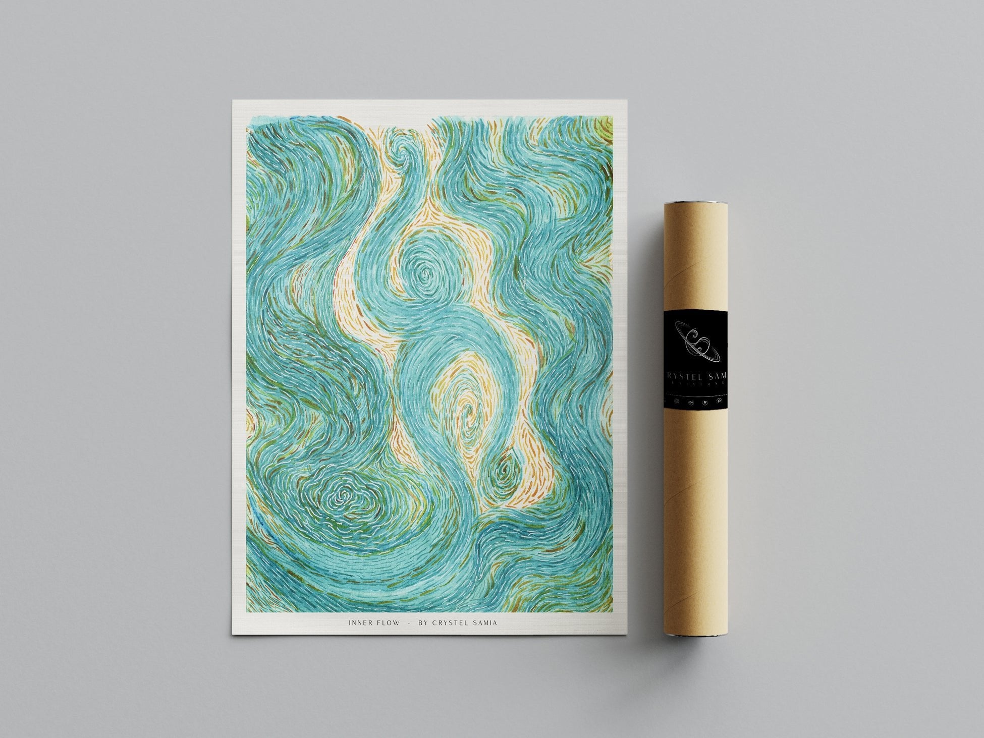 Inner Flow - Watercolor on Paper | Limited Prints from Original Hand - Painted - Crystel Samia Universe - Art Print - 