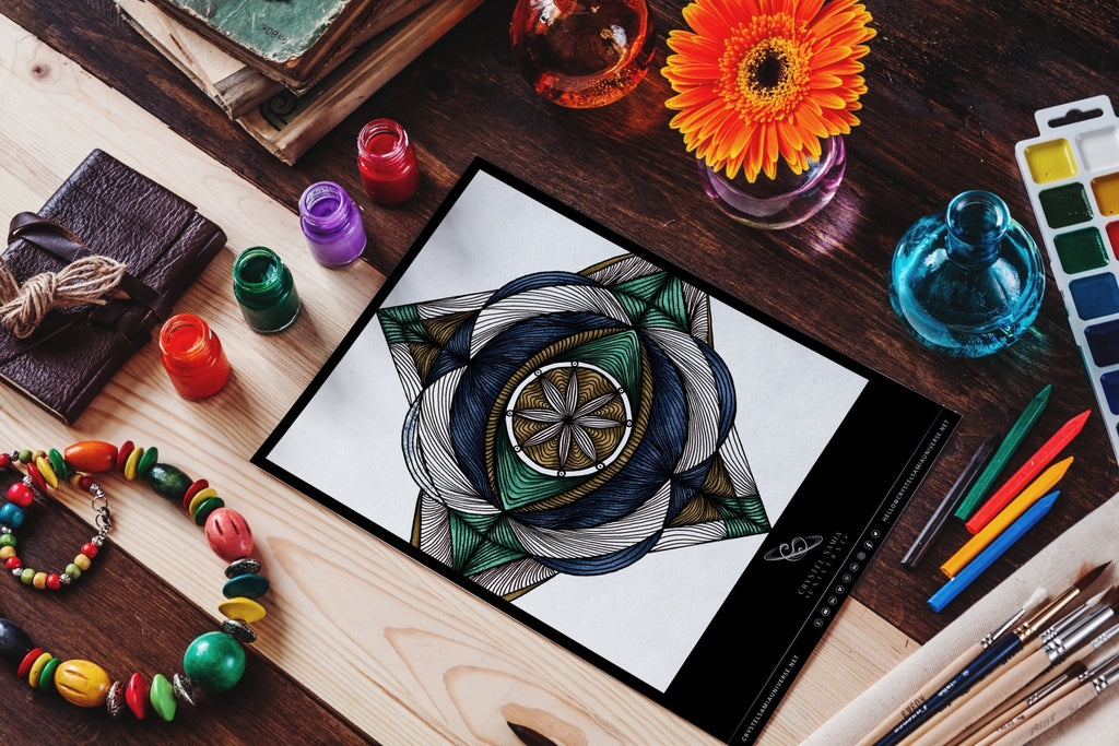 Mandala artwork for Coloring, Hand - drawn by Crsytel Samia | Instant download | Printable | Line art - Crystel Samia Universe - Coloring Digital Download - 