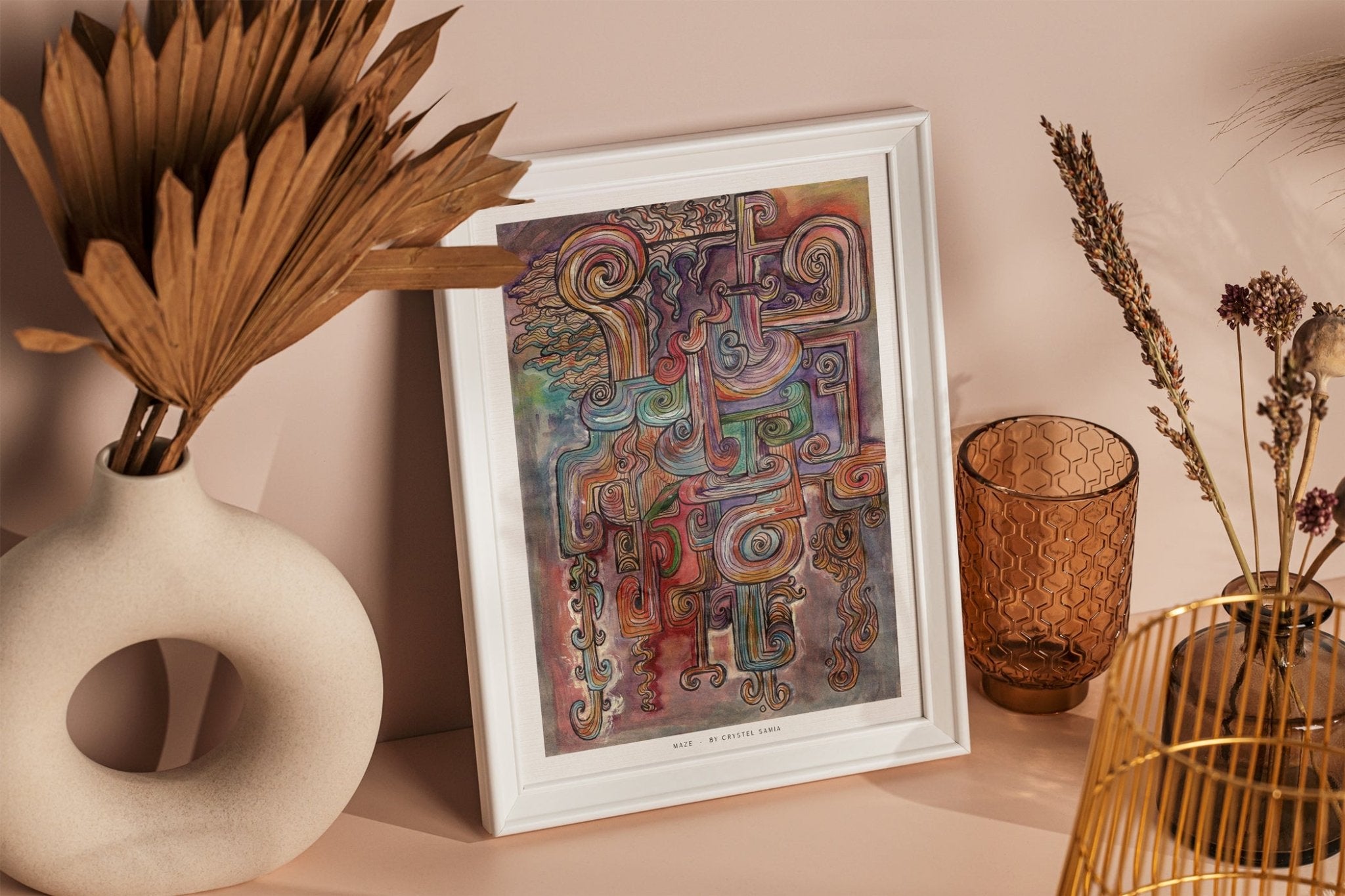 Maze - Watercolor and Ink on Recycled Paper | Limited Prints from Original Hand - Painted Artwork | Canvas Paper Print - Crystel Samia Universe - Art Print - 