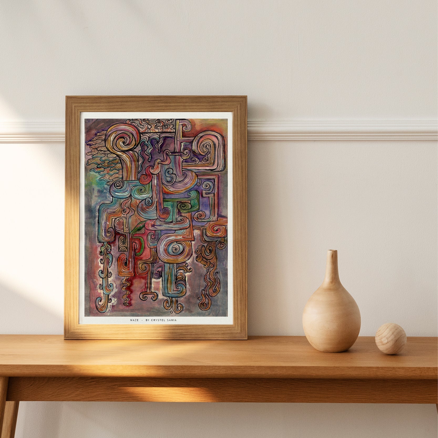 Maze - Watercolor and Ink on Recycled Paper | Limited Prints from Original Hand - Painted Artwork | Canvas Paper Print - Crystel Samia Universe - Art Print - 