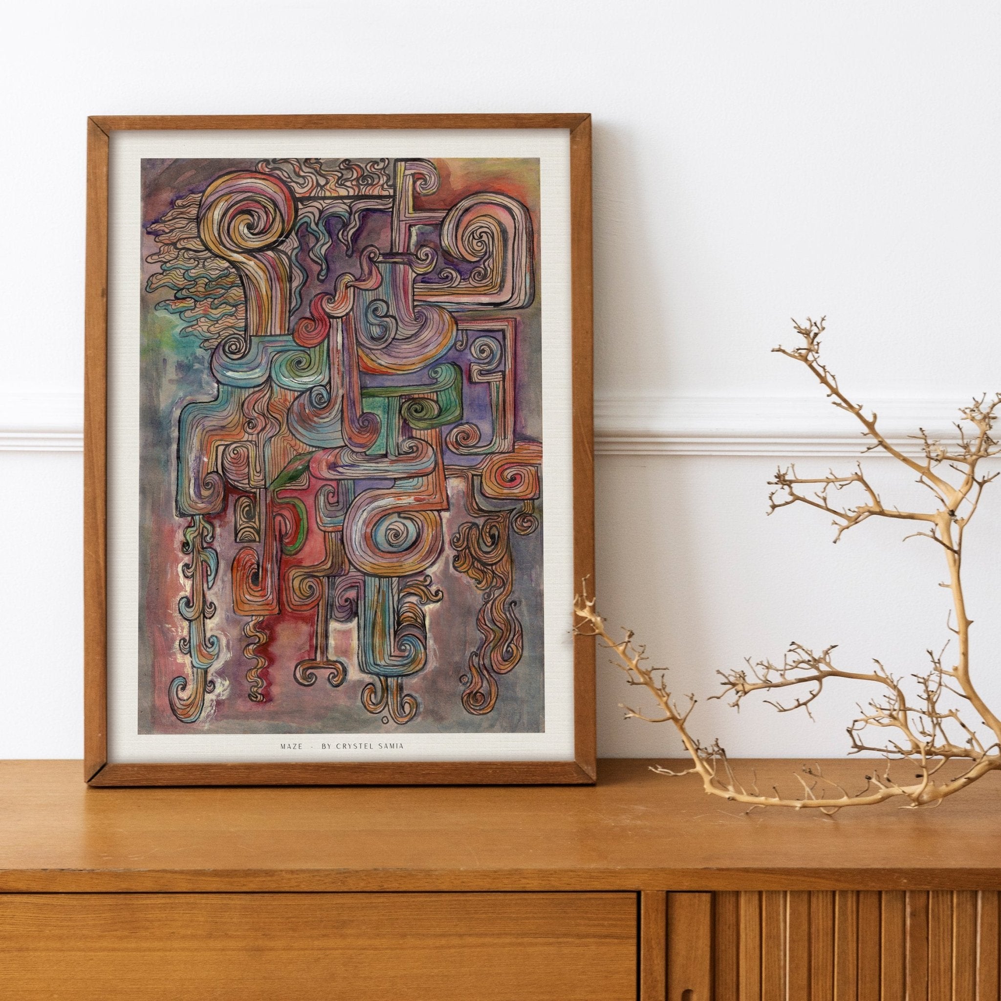 Maze - Watercolor and Ink on Recycled Paper | Limited Prints from Original Hand - Painted Artwork | Canvas Paper Print - Crystel Samia Universe - Art Print - 