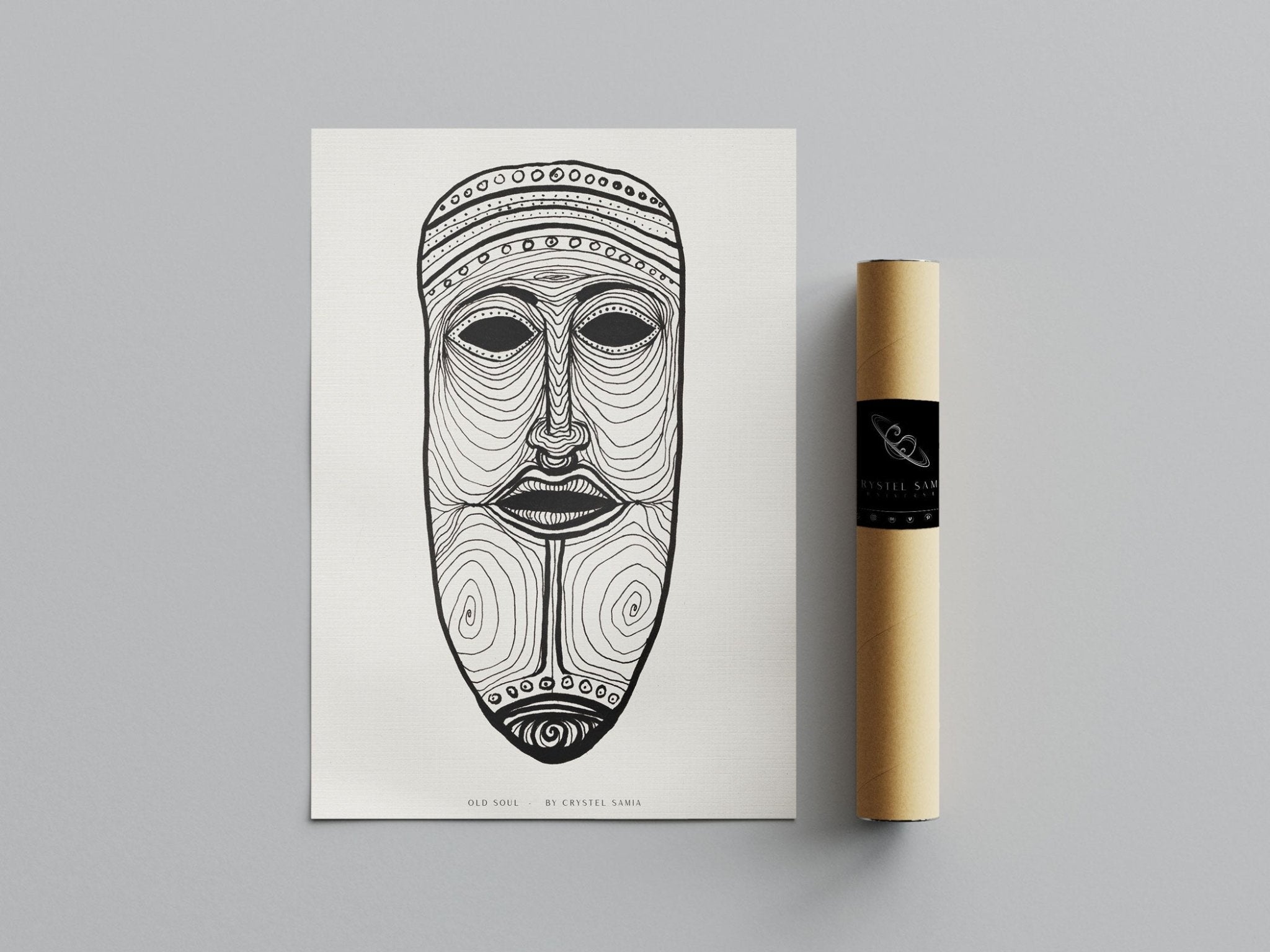 Old Soul - Ink on Paper | Limited Prints from Original Hand - Drawn | Canvas Paper Print - Crystel Samia Universe - Art Print - 