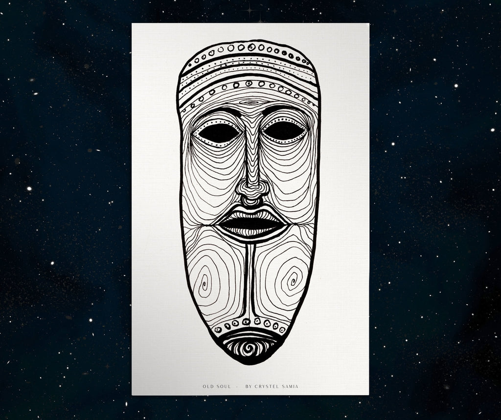 Old Soul - Ink on Paper | Limited Prints from Original Hand - Drawn | Canvas Paper Print - Crystel Samia Universe - Art Print - 