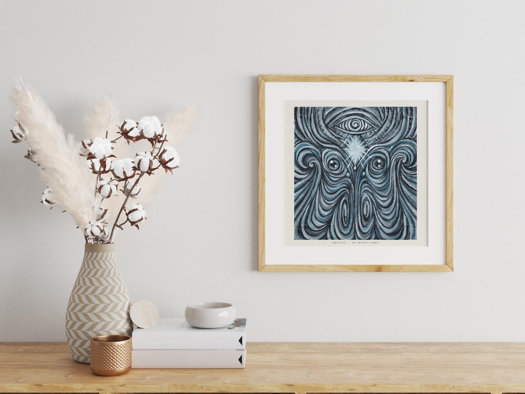 Owlface - Limited Prints from Original Hand - Painted Acrylic Painting - Crystel Samia Universe - Art Print - 