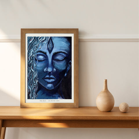 "Feel Blues" limited Art Print Artwork line Art patterns colorful Signed by Artist organic visionary home decoration wall hangings Acrylic Portrait