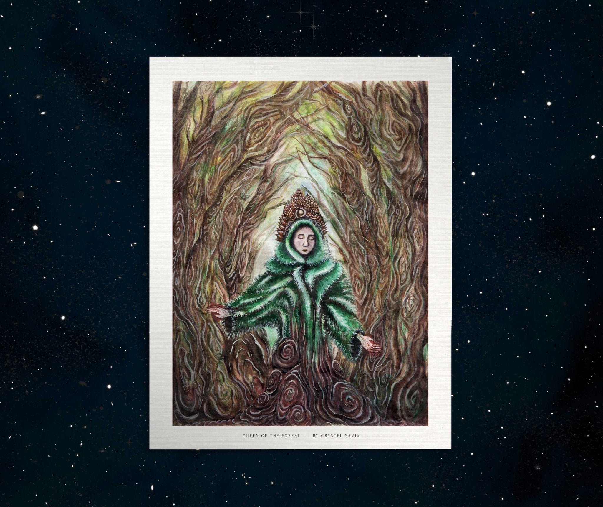 Queen of the Forest - Limited Prints from Original Hand - Painted Watercolor on Paper - Crystel Samia Universe - Art Print - 