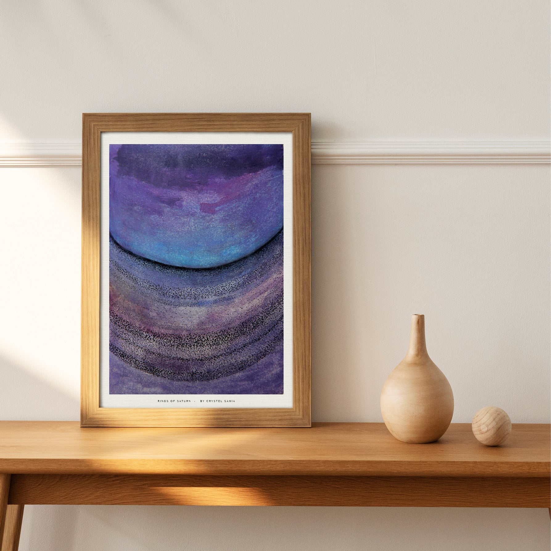 RINGS OF SATURN - Limited Print from Original Hand - Painted Watercolor and Dot Work Artwork - Crystel Samia Universe - Art Print - 