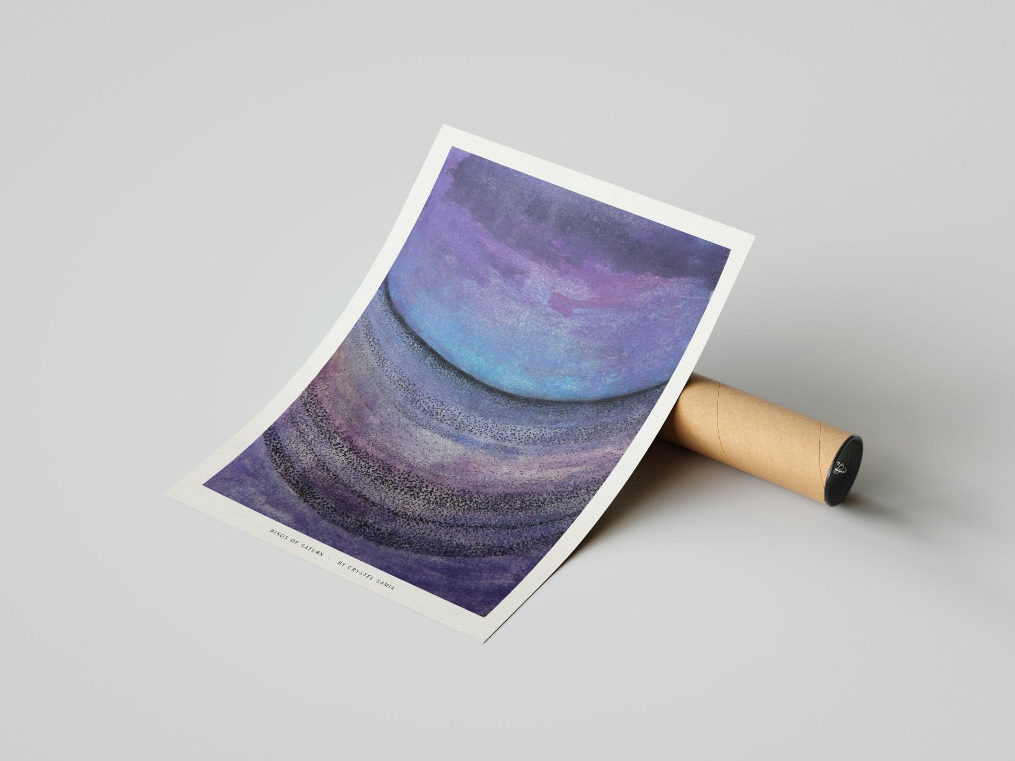 RINGS OF SATURN - Limited Print from Original Hand - Painted Watercolor and Dot Work Artwork - Crystel Samia Universe - Art Print - 