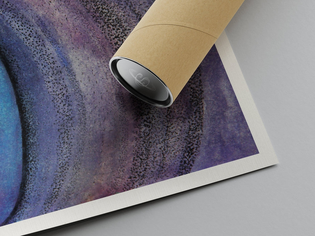 RINGS OF SATURN - Limited Print from Original Hand - Painted Watercolor and Dot Work Artwork - Crystel Samia Universe - Art Print - 