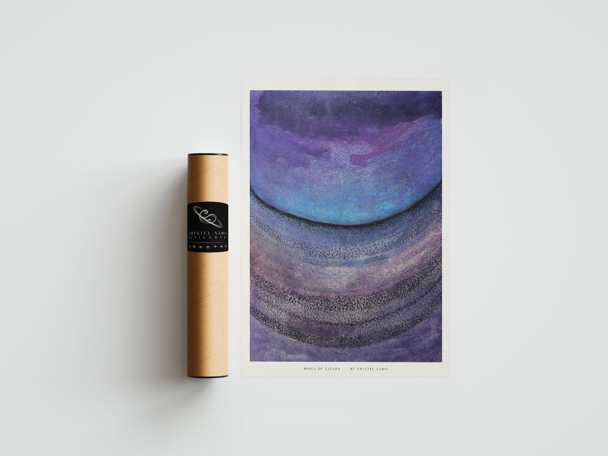RINGS OF SATURN - Limited Print from Original Hand - Painted Watercolor and Dot Work Artwork - Crystel Samia Universe - Art Print - 