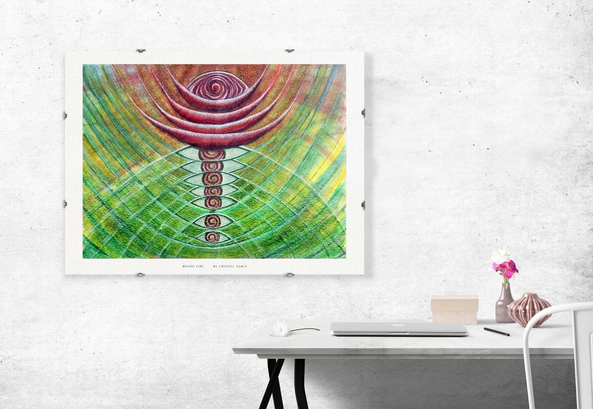 Rising Fire - Limited Print from Original Hand - Painted Watercolor Artwork - Crystel Samia Universe - Art Print - 