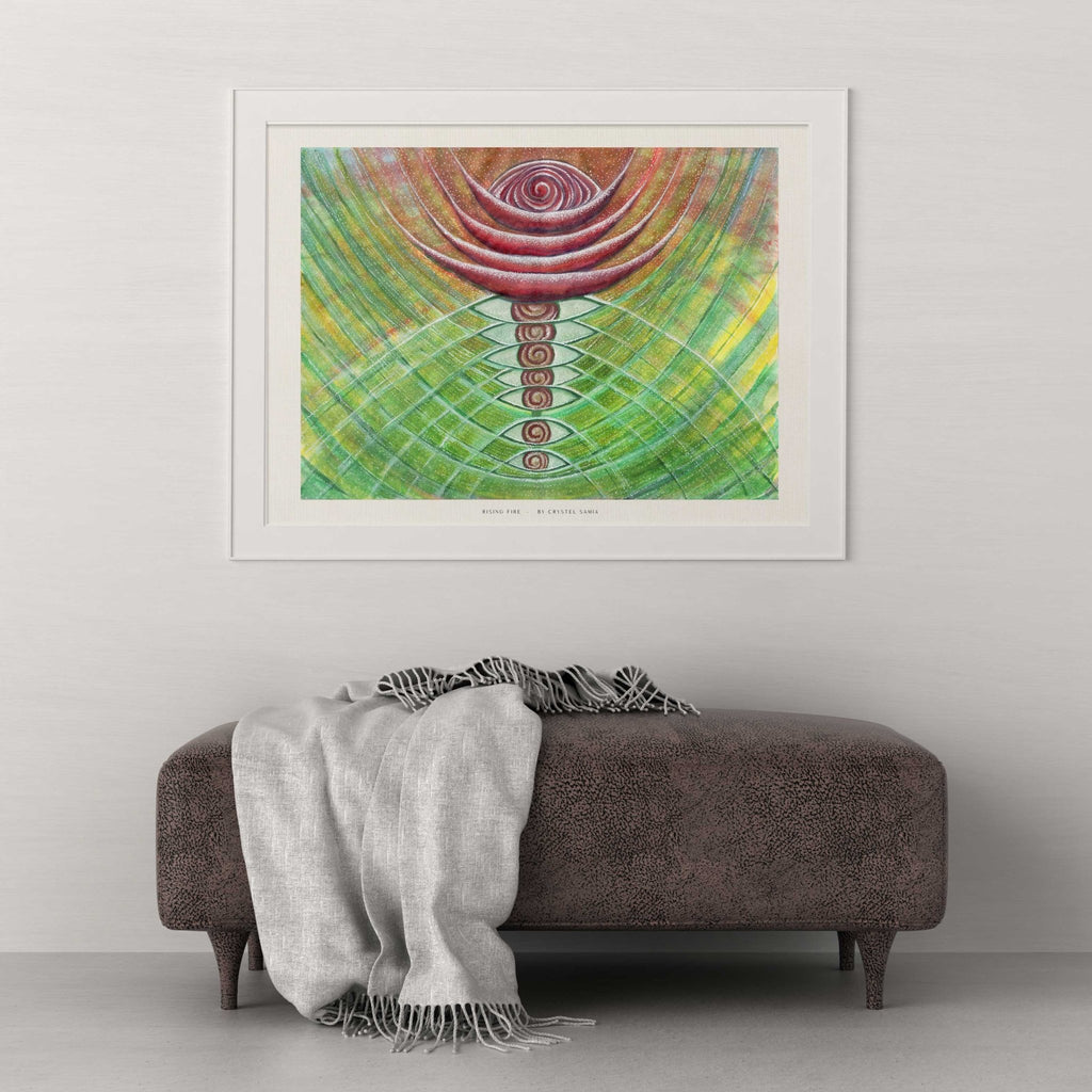 Rising Fire - Limited Print from Original Hand - Painted Watercolor Artwork - Crystel Samia Universe - Art Print - 