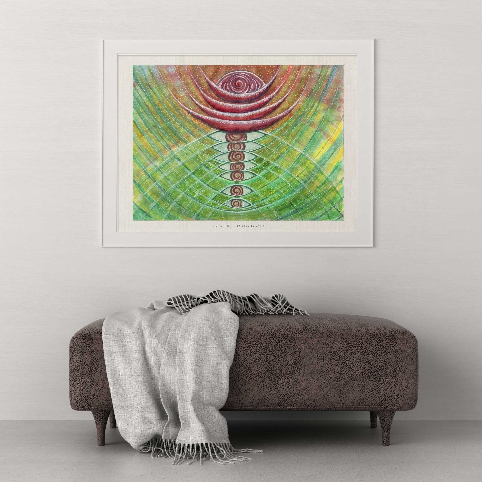 Rising Fire - Limited Print from Original Hand - Painted Watercolor Artwork - Crystel Samia Universe - Art Print - 