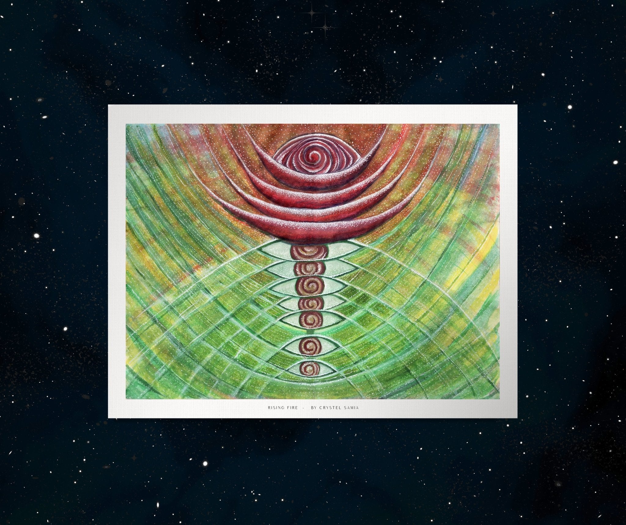 Rising Fire - Limited Print from Original Hand - Painted Watercolor Artwork - Crystel Samia Universe - Art Print - 