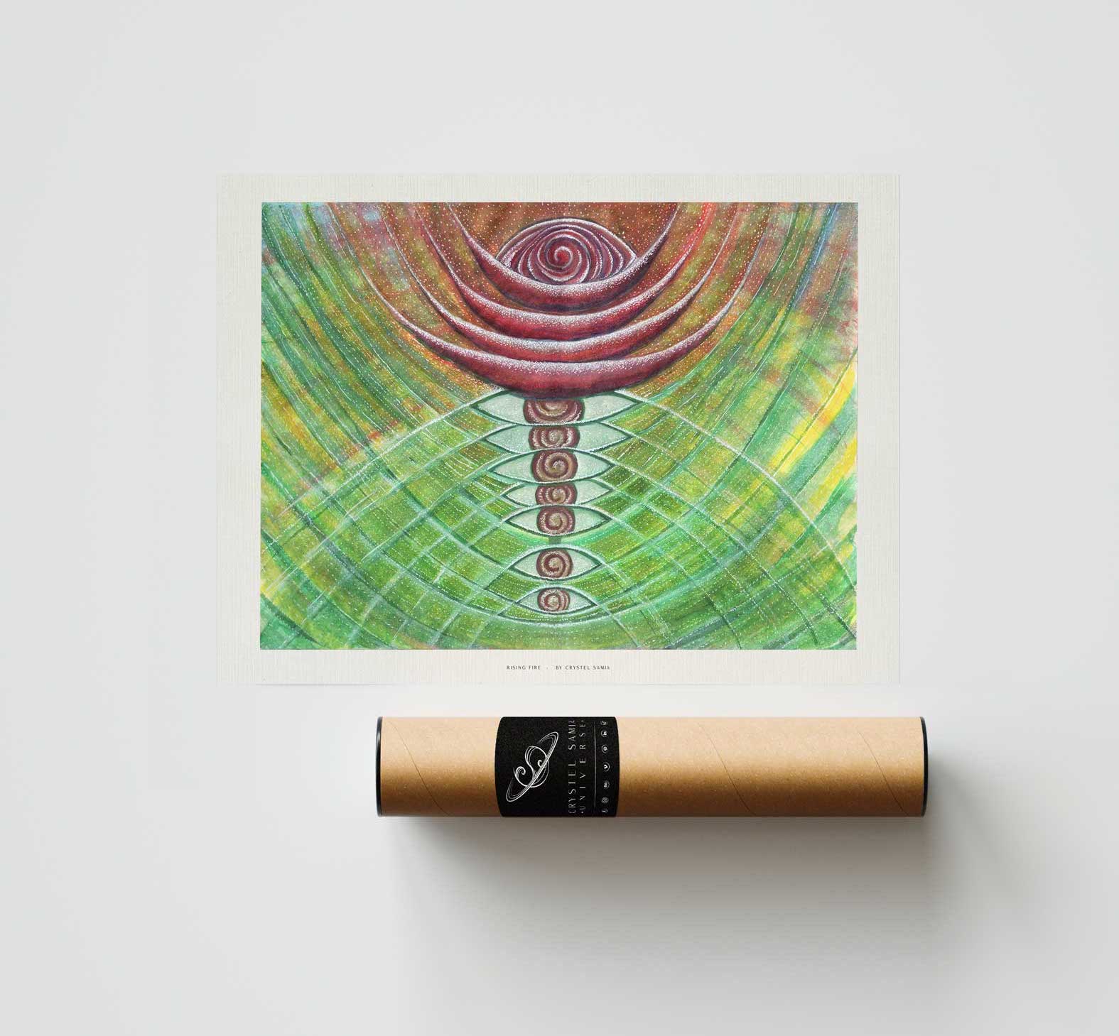 Rising Fire - Limited Print from Original Hand - Painted Watercolor Artwork - Crystel Samia Universe - Art Print - 