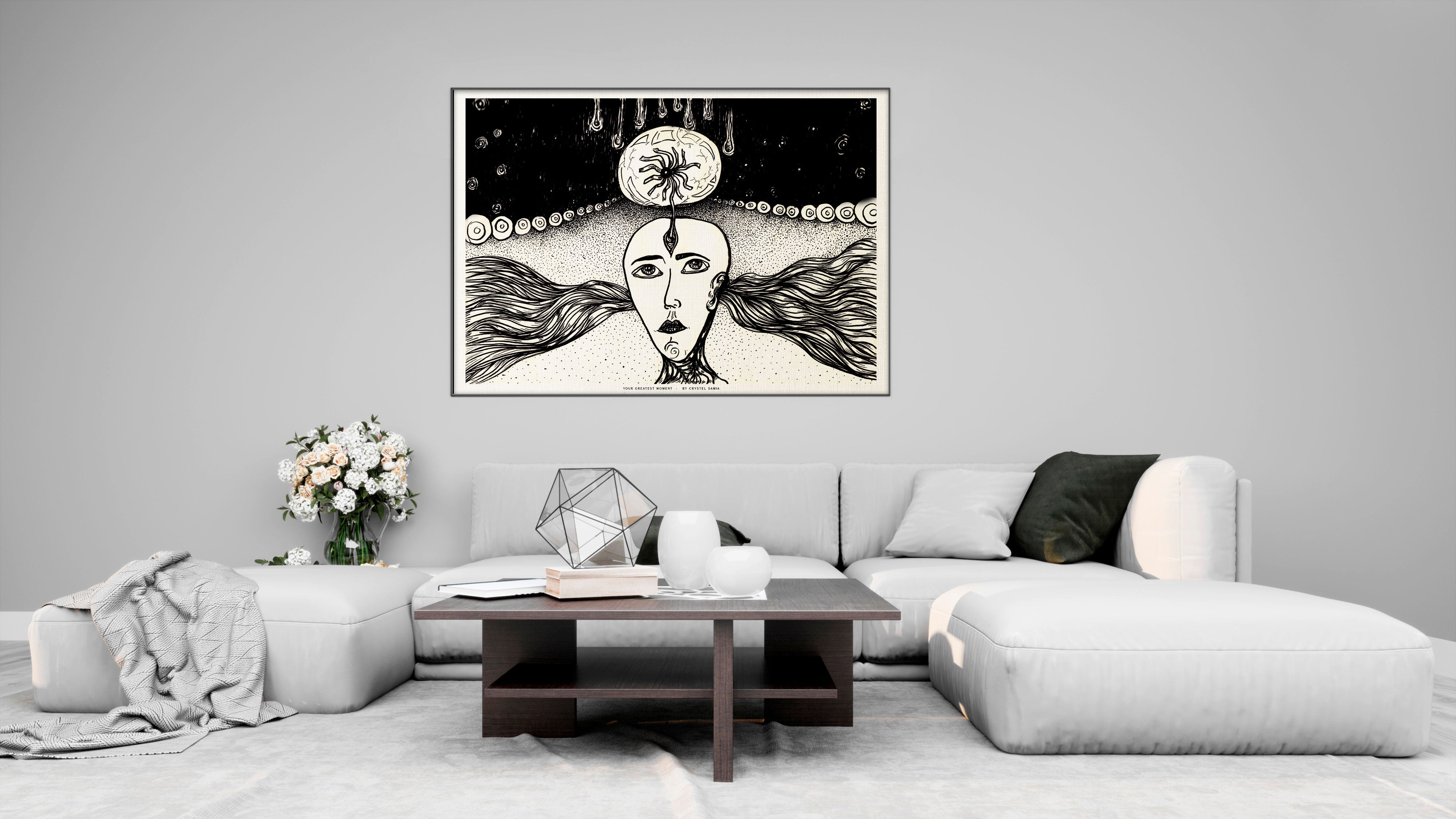 Your Greatest Moments - Hand-drawn Ink Artwork Limited Prints from Original signed by artist black and white wavy spirals