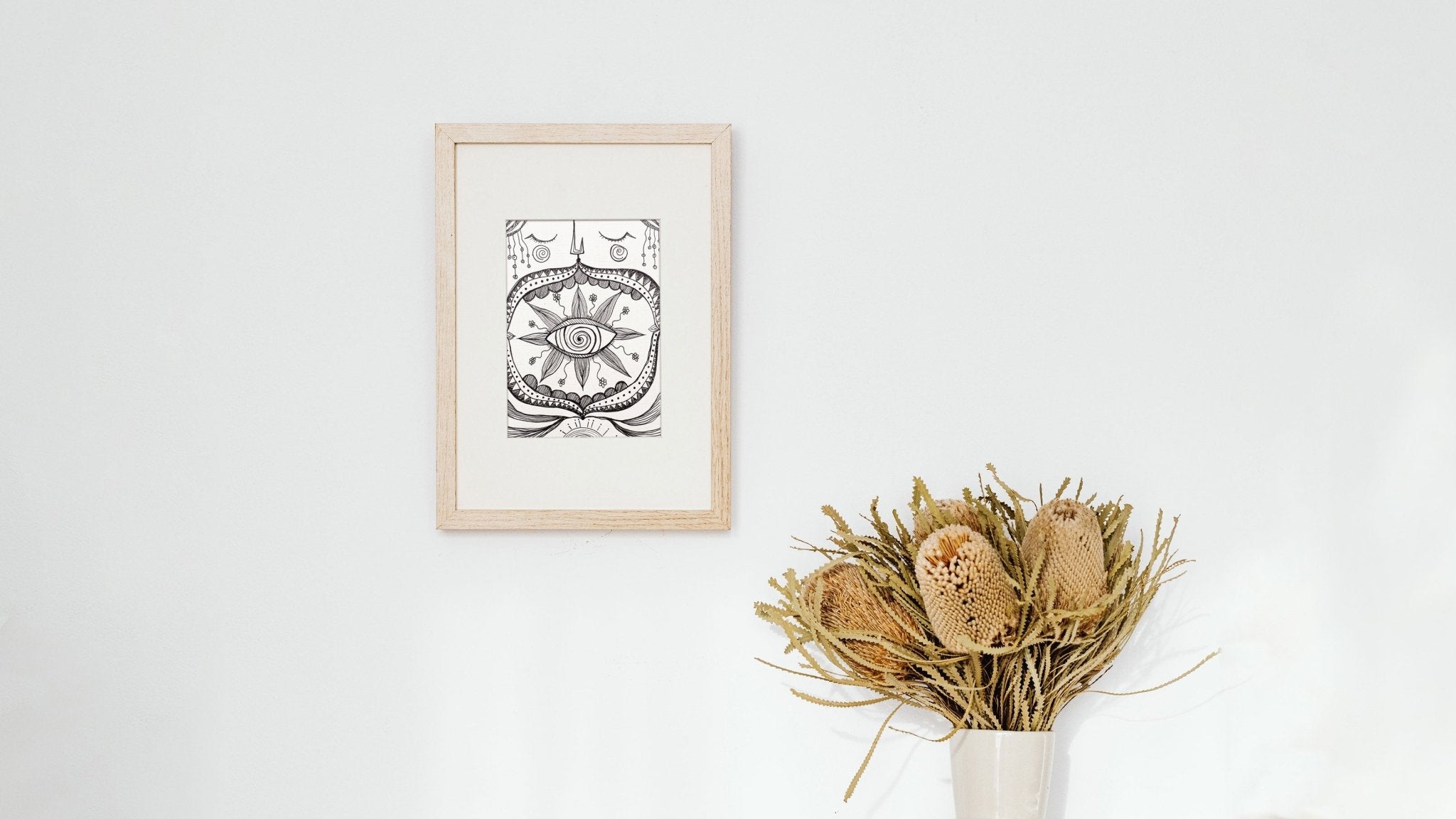 Sunflower Smiles: Limited Print from Original Hand - Painted Ink Artwork - Crystel Samia Universe - Art Print - 