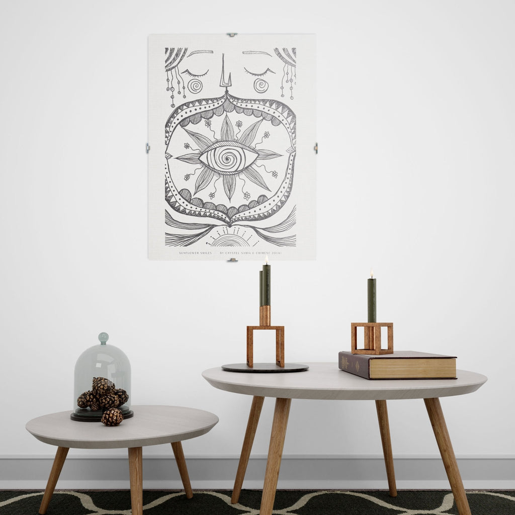 Sunflower Smiles: Limited Print from Original Hand - Painted Ink Artwork - Crystel Samia Universe - Art Print - 