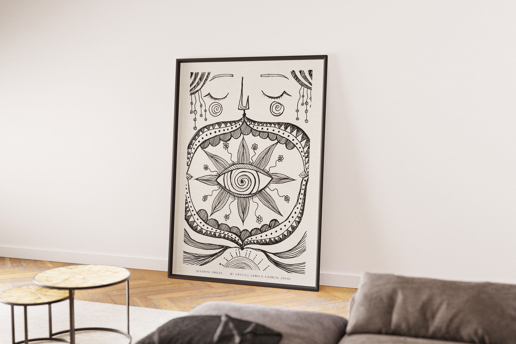 Sunflower Smiles: Limited Print from Original Hand - Painted Ink Artwork - Crystel Samia Universe - Art Print - 