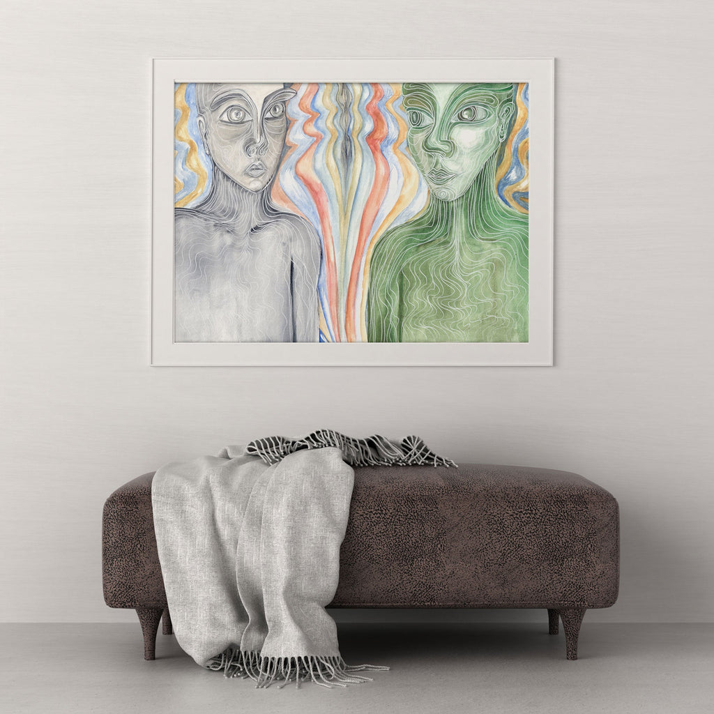Telepathic Conversations - Limited Prints from Original Hand - Painted Watercolor Artwork - Crystel Samia Universe - Art Print - 