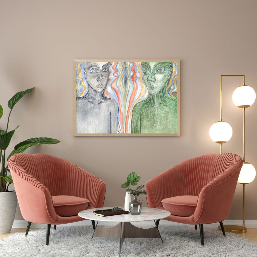 Telepathic Conversations - Limited Prints from Original Hand - Painted Watercolor Artwork - Crystel Samia Universe - Art Print - 