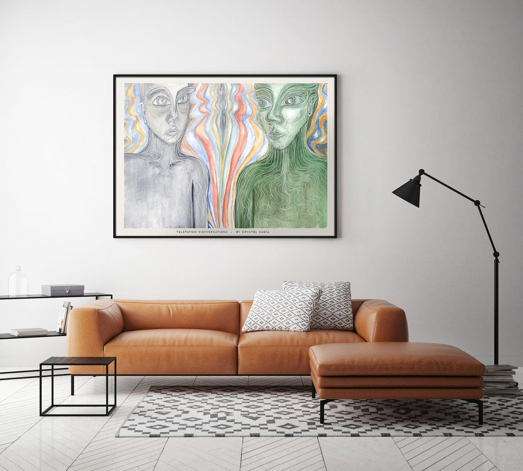 Telepathic Conversations - Limited Prints from Original Hand - Painted Watercolor Artwork - Crystel Samia Universe - Art Print - 