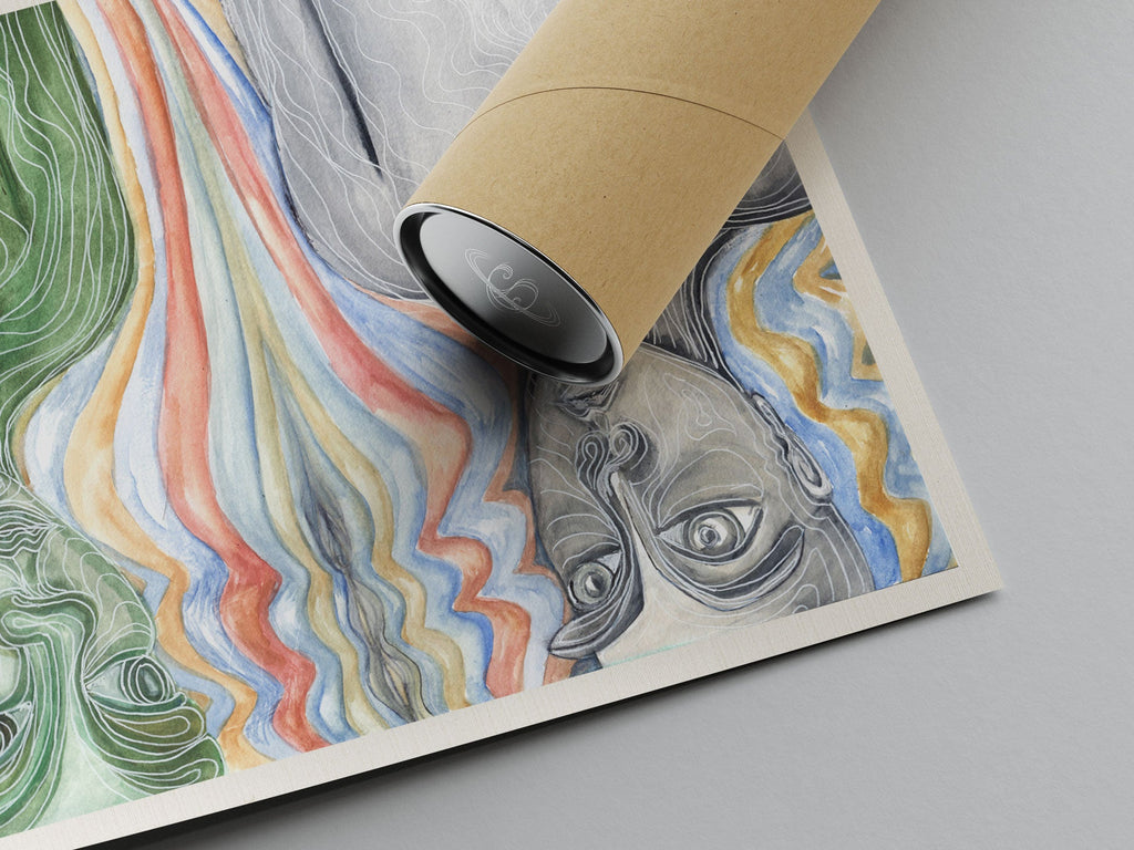 Telepathic Conversations - Limited Prints from Original Hand - Painted Watercolor Artwork - Crystel Samia Universe - Art Print - 