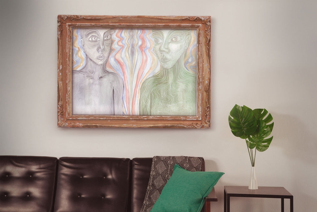 Telepathic Conversations - Limited Prints from Original Hand - Painted Watercolor Artwork - Crystel Samia Universe - Art Print - 