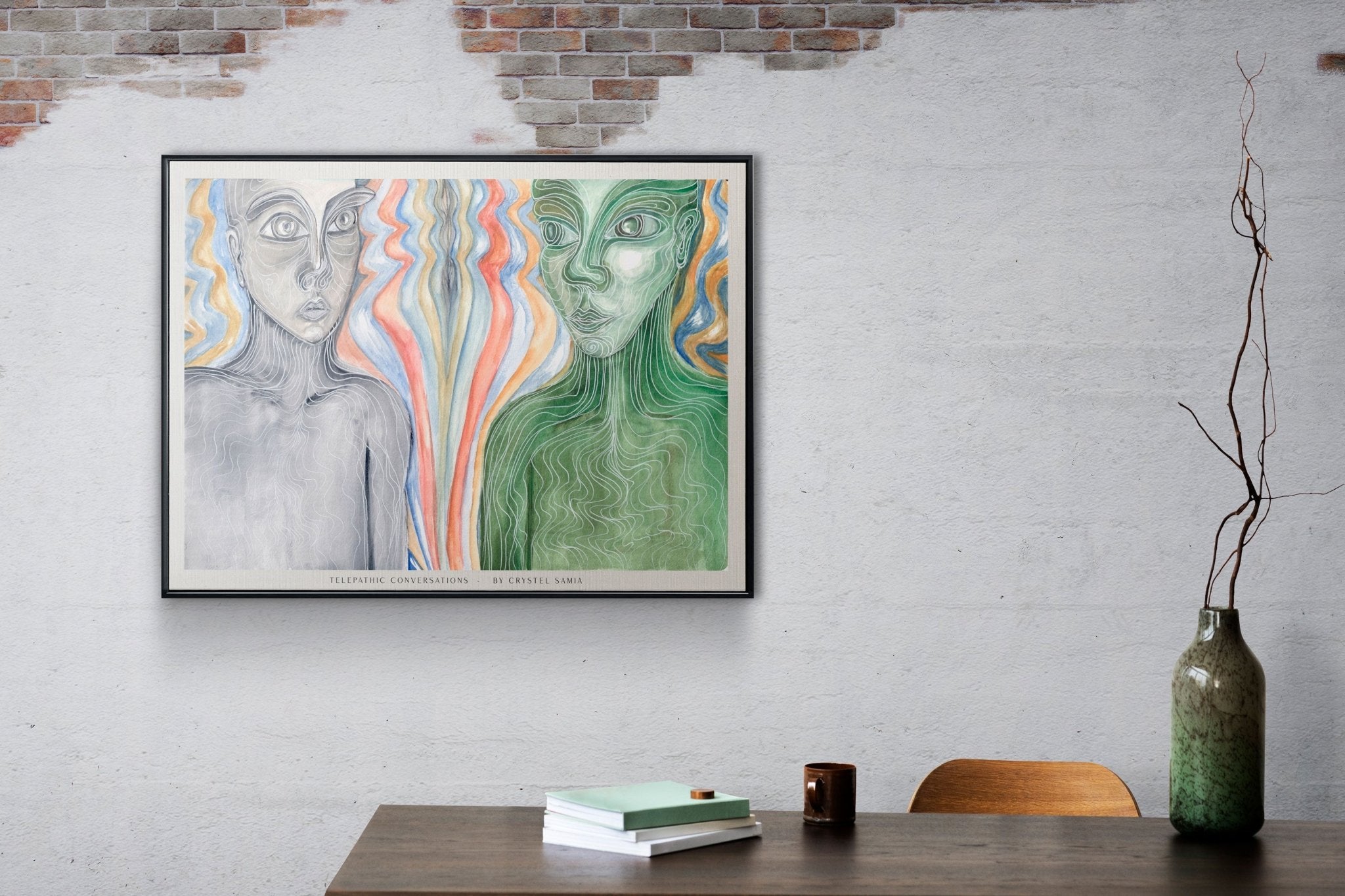 Telepathic Conversations - Limited Prints from Original Hand - Painted Watercolor Artwork - Crystel Samia Universe - Art Print - 