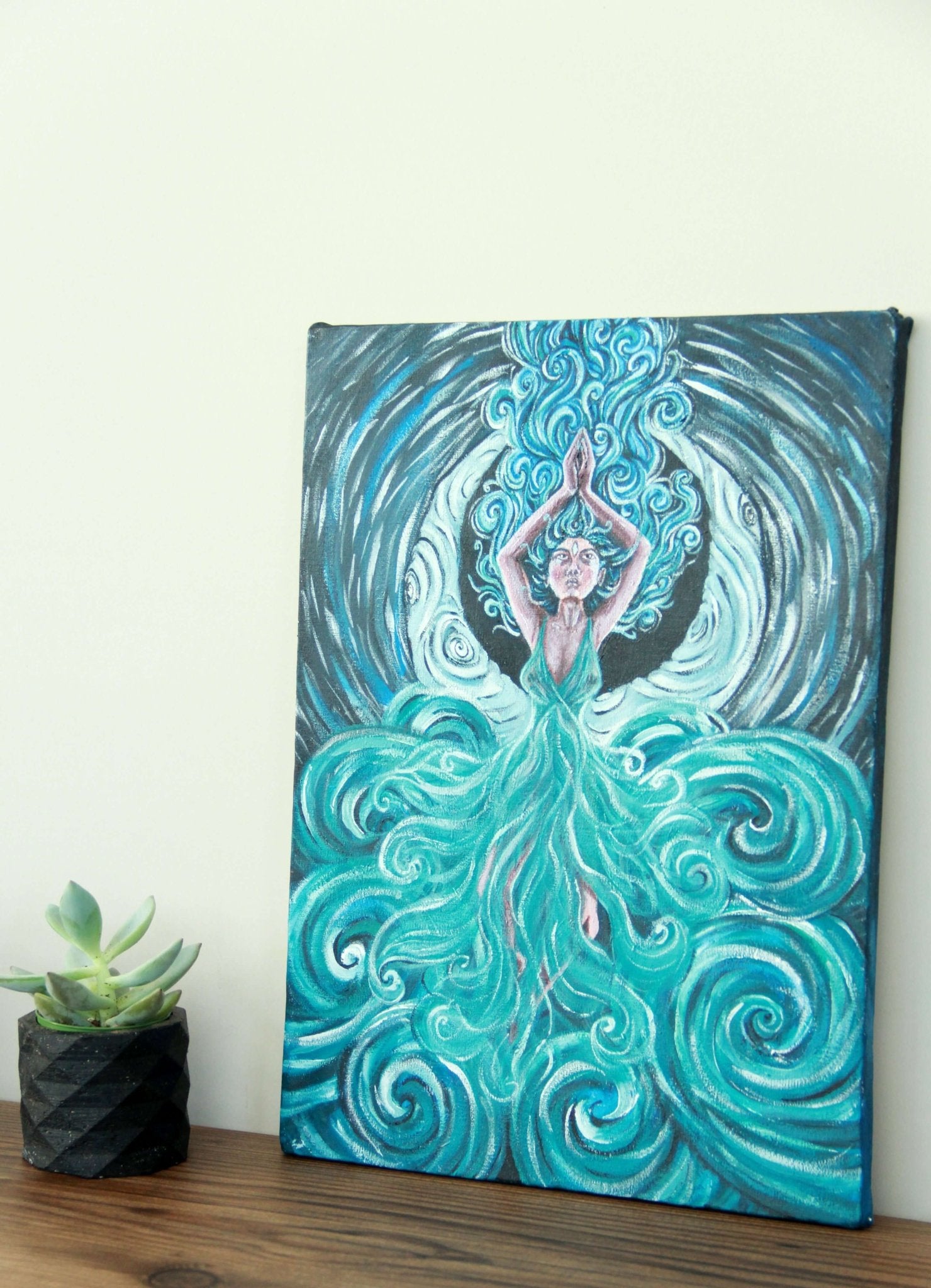 The Goddess of the Moon and Sea - Acrylic on Canvas 30x40 cm, Original Painting - Crystel Samia Universe - Original Acrylic on Canvas - 