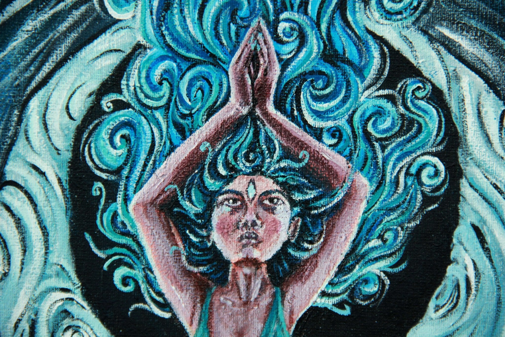The Goddess of the Moon and Sea - Acrylic on Canvas 30x40 cm, Original Painting - Crystel Samia Universe - Original Acrylic on Canvas - 