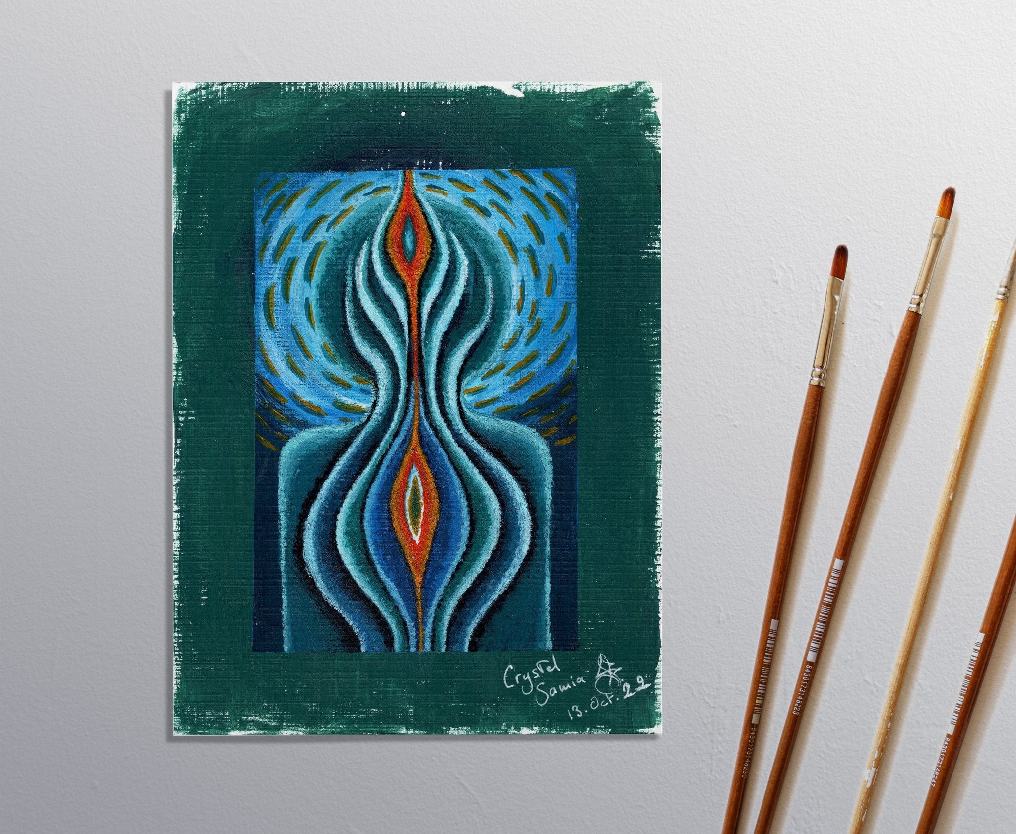 The Light Within - Original Acrylic on Canvas Paper + Frame - Crystel Samia Universe - Original Acrylic on Paper - 