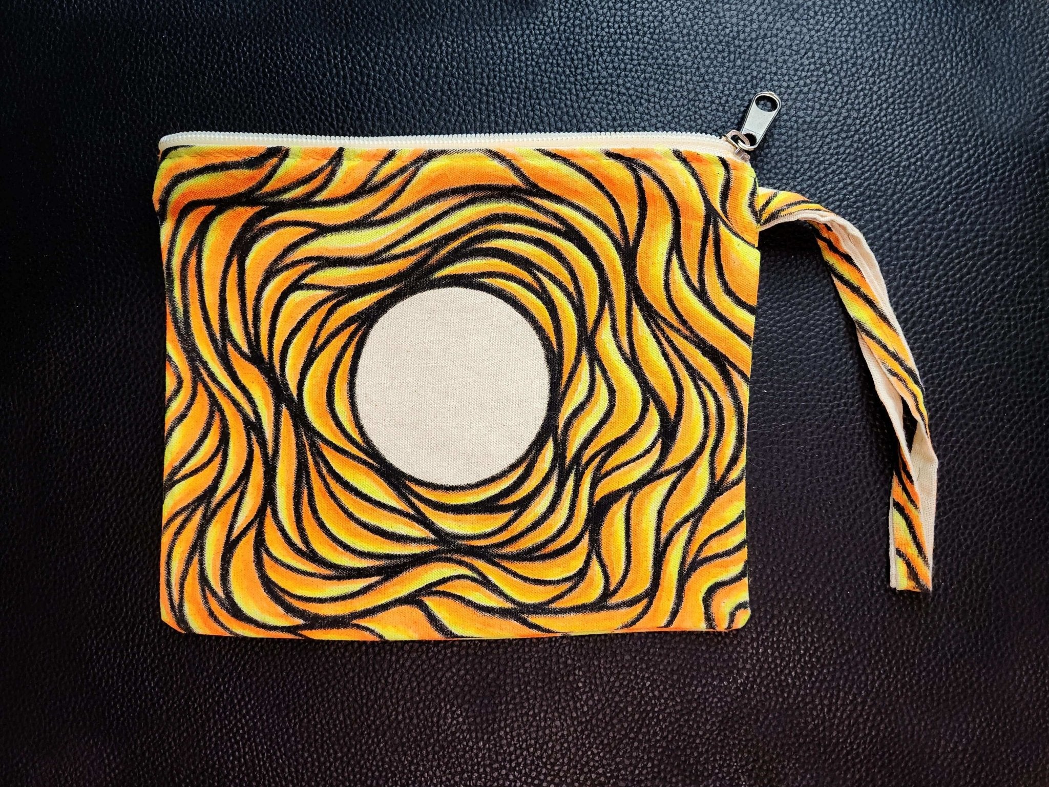 You are my Sunshine - Hand Painted Zipper Pouch - linen bag, purse - Crystel Samia Universe - Linen Pouch - 