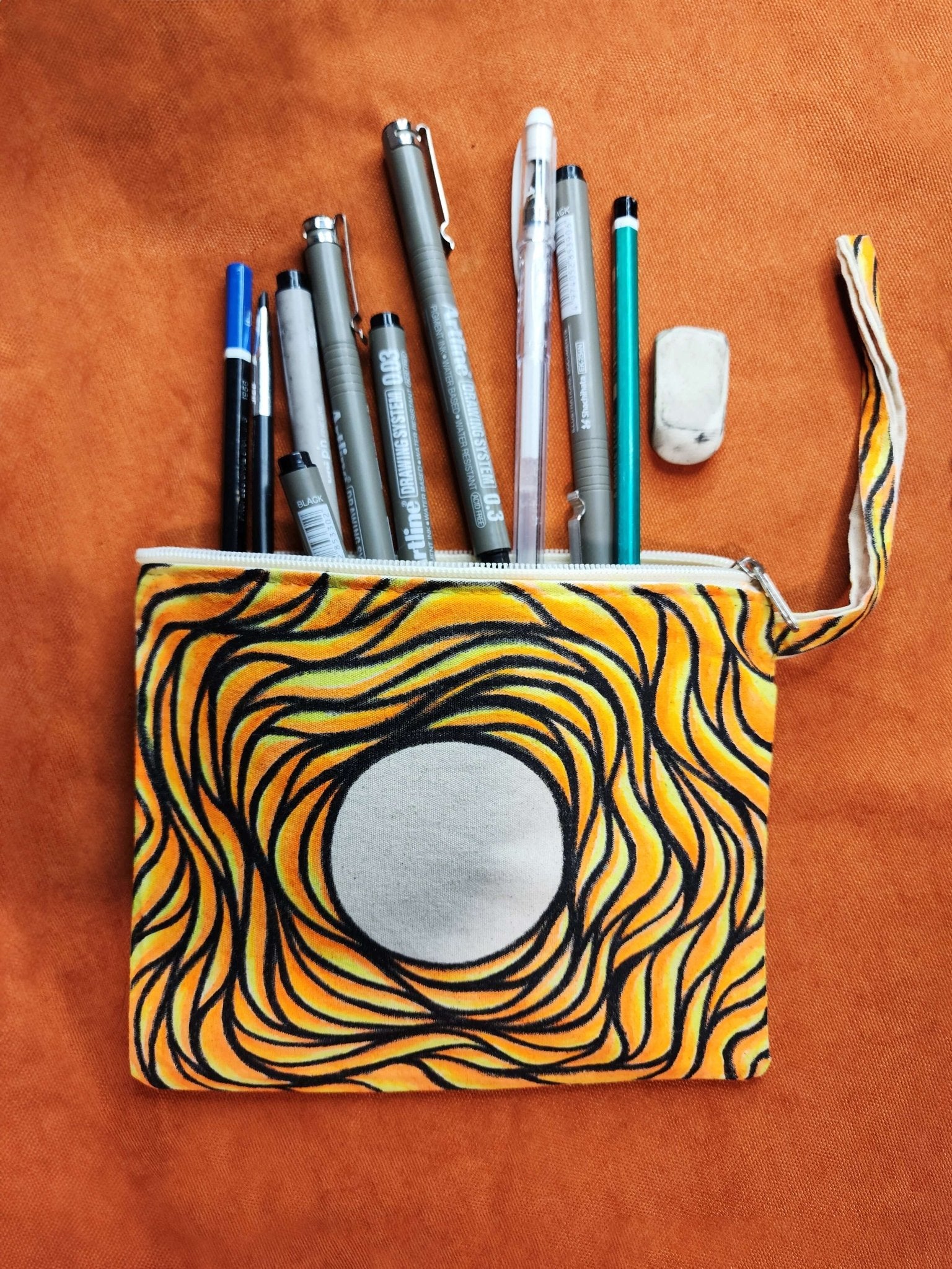 You are my Sunshine - Hand Painted Zipper Pouch - linen bag, purse - Crystel Samia Universe - Linen Pouch - 