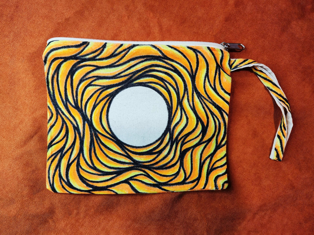 You are my Sunshine - Hand Painted Zipper Pouch - linen bag, purse - Crystel Samia Universe - Linen Pouch - 