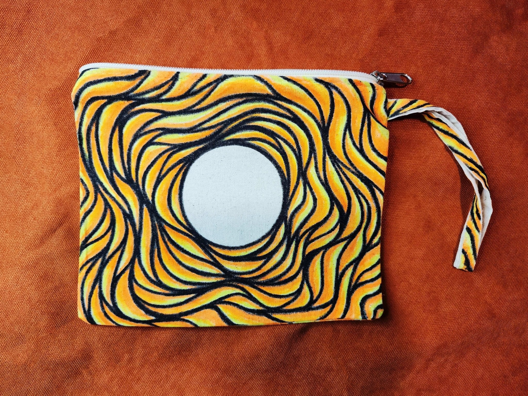 You are my Sunshine - Hand Painted Zipper Pouch - linen bag, purse - Crystel Samia Universe - Linen Pouch - 