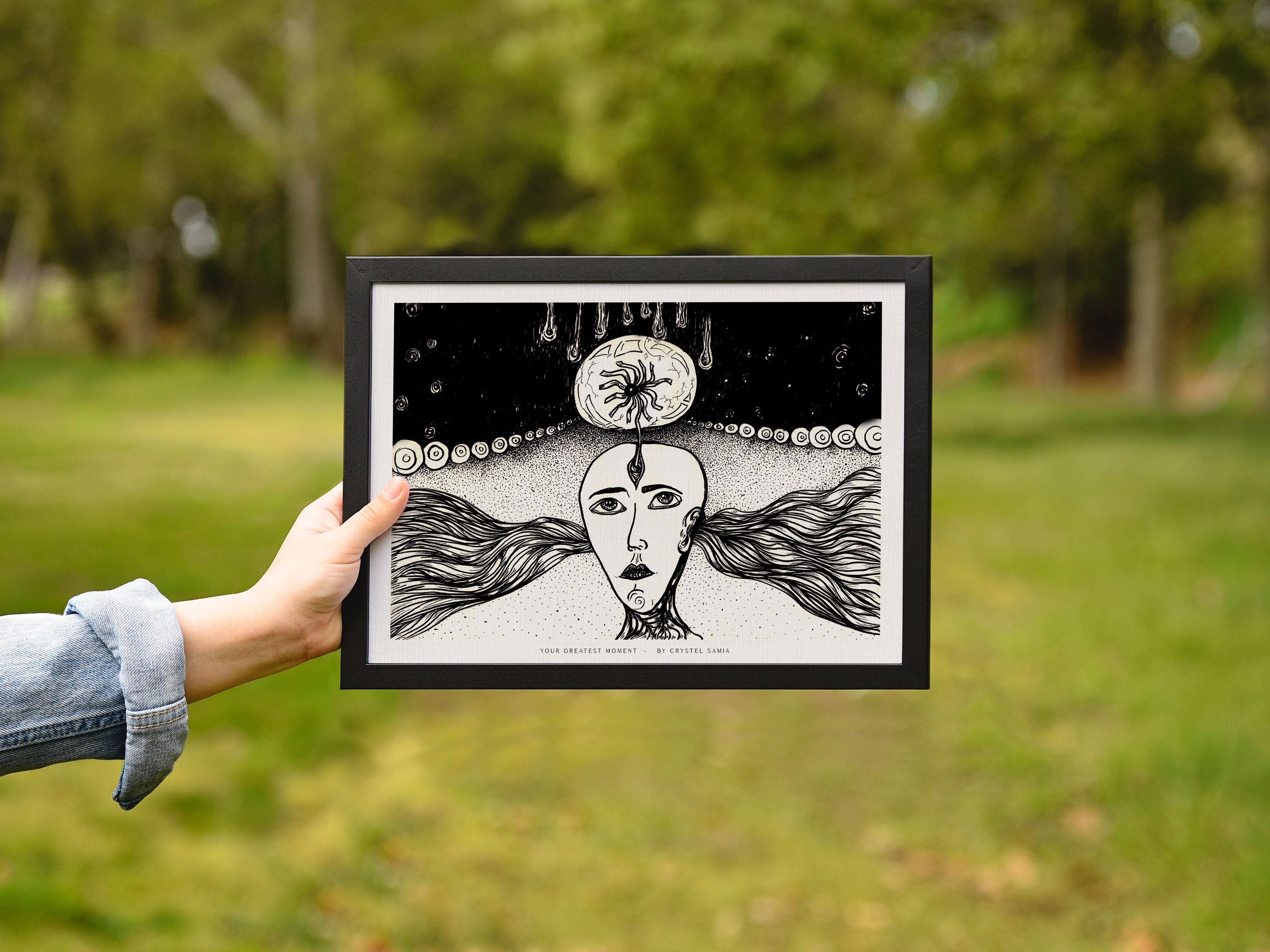 Your Greatest Moments - Hand-drawn Ink Artwork Limited Prints from Original signed by artist black and white wavy spirals