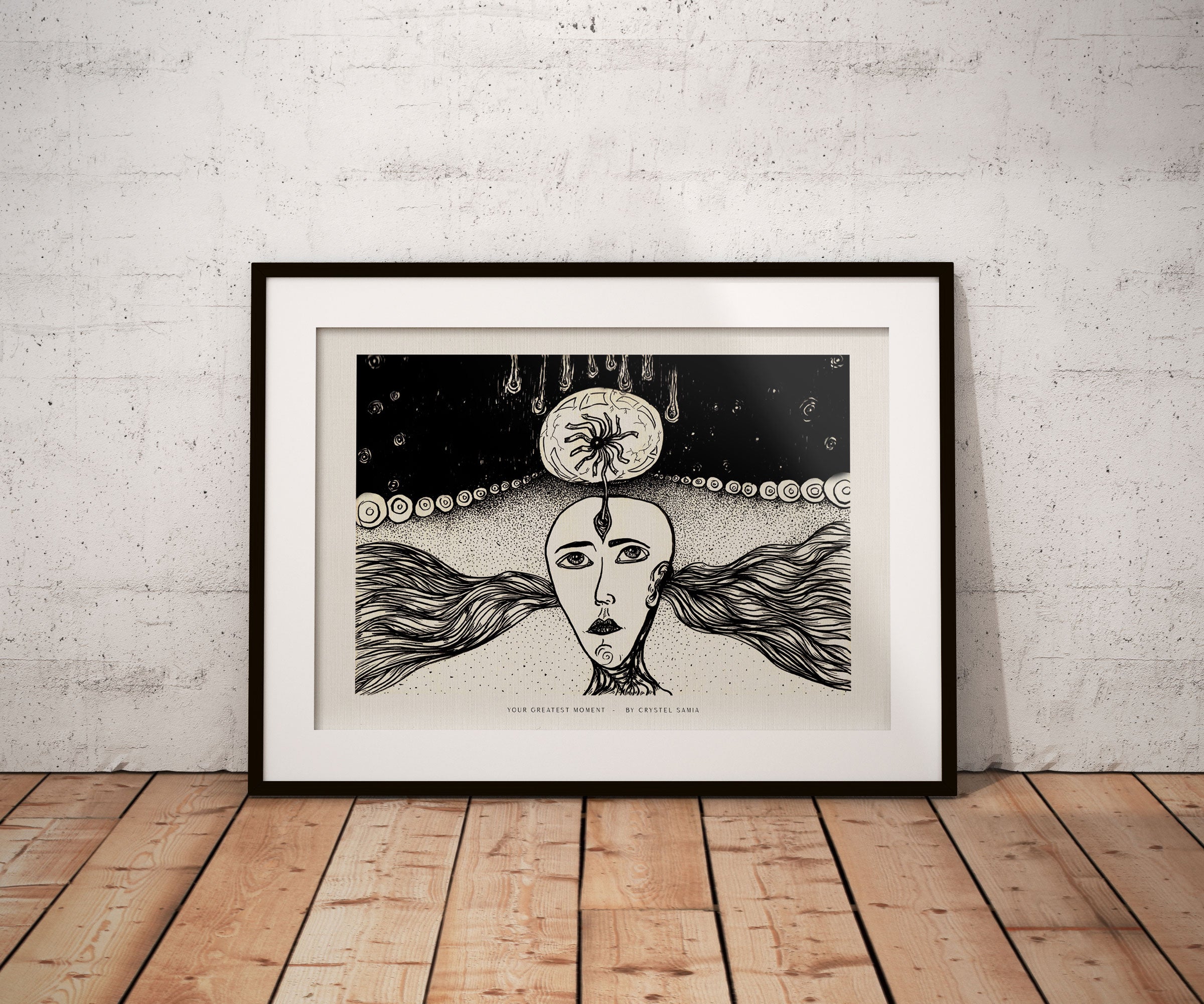 Your Greatest Moments - Hand-drawn Ink Artwork Limited Prints from Original signed by artist black and white wavy spirals