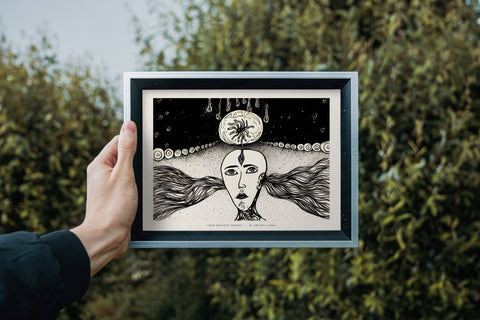 Your Greatest Moments - Hand-drawn Ink Artwork Limited Prints from Original signed by artist black and white wavy spirals