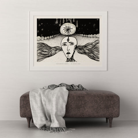 Your Greatest Moments - Hand-drawn Ink Artwork Limited Prints from Original signed by artist black and white wavy spirals