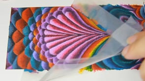 Making of the Original acrylic on canvas "A Spell for Beauty" paper floral colorful with frame pointillism 